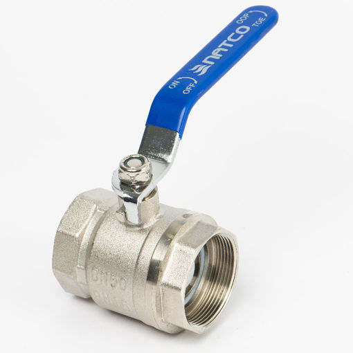 Picture of Ball Valve,Natco,B1101,standard bore,DN40mm,
screwed BSP female x female,PN16,brass chromeplated,
handlever operated