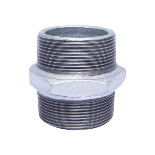 Picture of NIPPLE EN10242 MALLEABLE CAST GALV MECH 40 x HEX