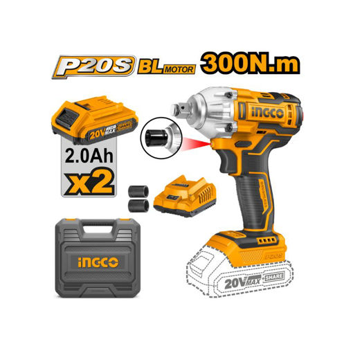 Picture of WRENCH 20V PS CORDLESS 300NM IMPACT WITH 2 BATTERIES 2.0AH, CHARGER & 2 SOCKETS INGCO