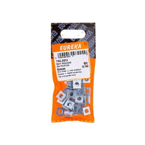 Picture of NUT SQUARE ZINC PLATED 6MM Q:50 EUREKA