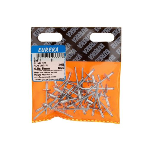 Picture of RIVET BLIND ALUMINIUM LARGE FLANGE 4.0X8MM Q:30 EUREKA