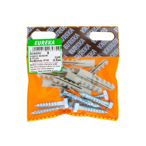Picture of COACH SCREW & PLUG 8X40MM (PLUG 10MM) Q:8 EUREKA