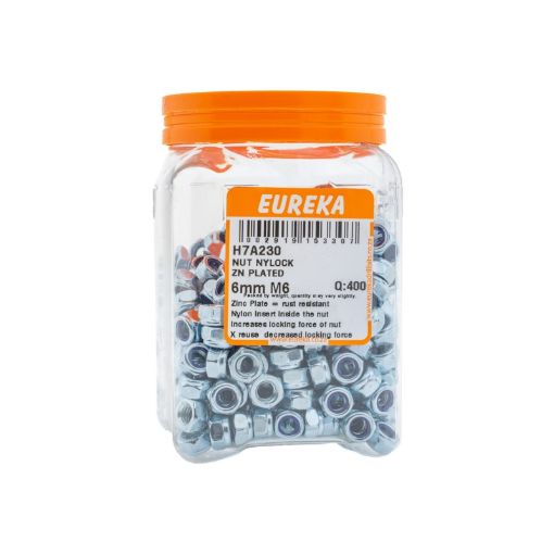 Picture of NUT NYLOCK ZINC PLATED 6MM M6 Q:400 EUREKA