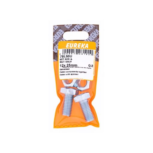 Picture of SET SCREW & NUT GALVANISED 12X25MM Q:2 EUREKA