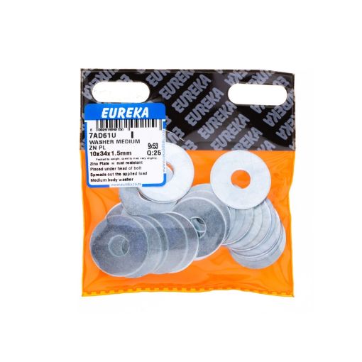Picture of WASHER MEDIUM ZINC PLATED10X34X1.5MM Q:25 EUREKA