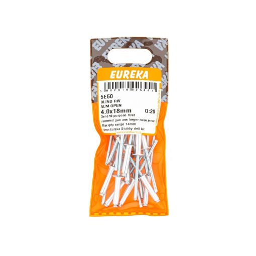 Picture of RIVET BLIND ALUMINIUM OPEN 4.0X18MM Q:20 EUREKA