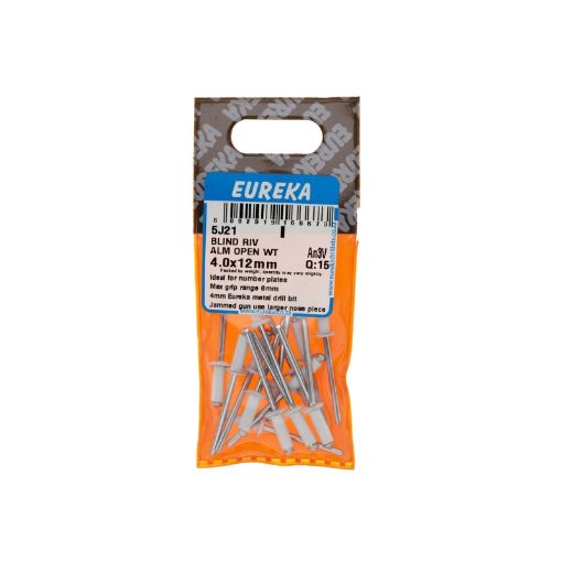 Picture of RIVET BLIND ALUMINIUM OPEN WHITE 4.0X12MM Q:15 EUREKA