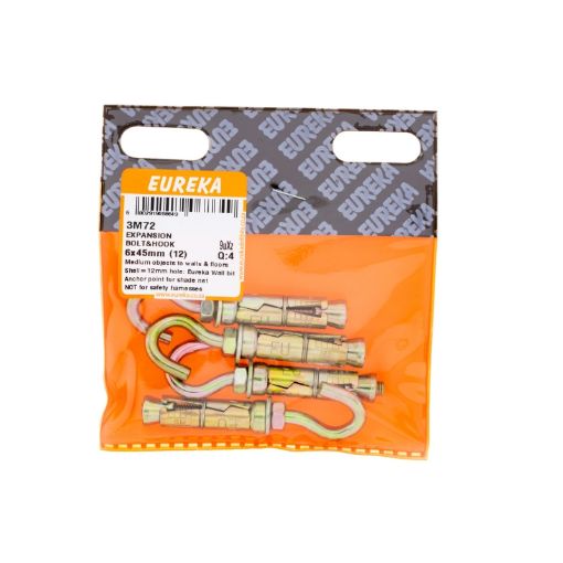 Picture of EXPANSION BOLT & HOOK 6X45MM (12MM HOLE) Q:4 EUREKA