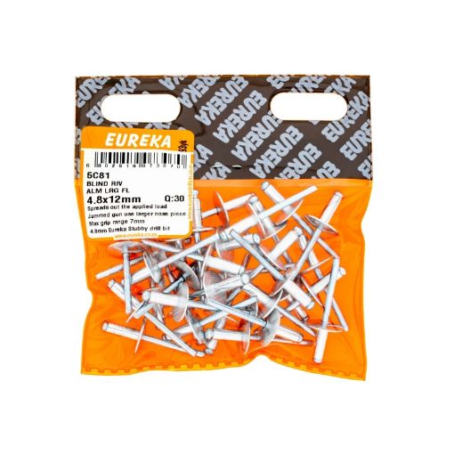 Picture of RIVET BLIND ALUMINIUM LARGE FLANGE 4.8X12MM Q:30 EUREKA