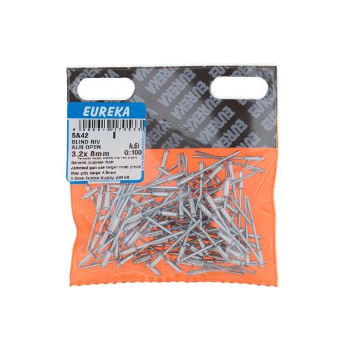 Picture of RIVET BLIND ALUMINIUM OPEN 3.2X8MM Q:100 EUREKA