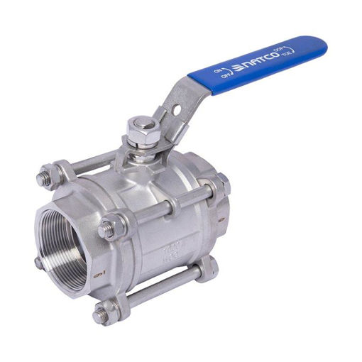 Picture of Ball Valve,Natco,EB-310E, 3piece,full bore,DN80mm,
screwed BSP female x female,1000wog,316 stainless steel,
handlever operated