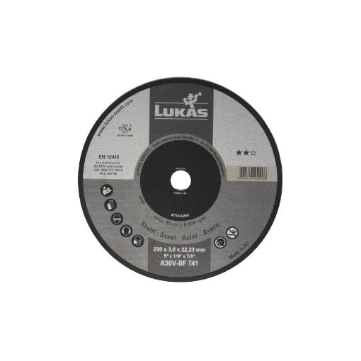 Picture of CUTTING DISC T41 (FLAT) A30V STEEL INDUSTRY GRADE 230X3MM LUKAS