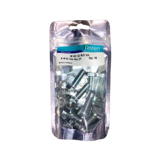 Picture of SET SCREW & NUT ZINC PLATED 10X30MM Q:10 IFASTEN