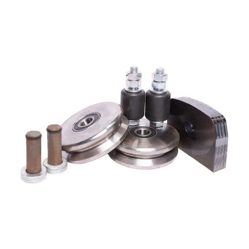 Picture of WHEEL KIT 100MM: 2 X CASTOR WHEEL 100MM, 2 x BRACKETS & 2 PVC GUIDES