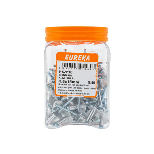 Picture of RIVET BLIND ALUMINIUM LARGE FLANGE 4.8X15MM Q:80 EUREKA