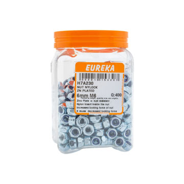 Picture of NUT NYLOCK ZINC PLATED 6MM M6 Q:400 EUREKA