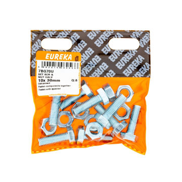 Picture of SET SCREW & NUT GALVANISED 10X30MM Q:8 EUREKA