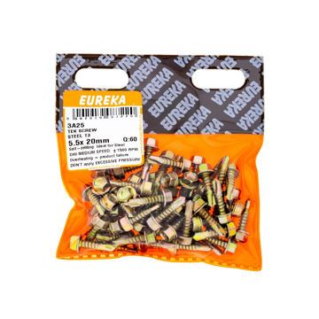 Picture of ROOF SCREW STEEL CLASS 3 YELLOW PASSIVATED 5.5X30MM Q:60 EUREKA