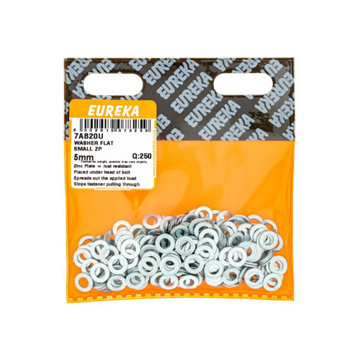 Picture of WASHER FLAT SMALL ZINC PLATED 5MM Q:250 EUREKA