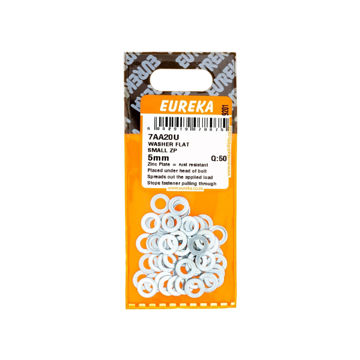 Picture of WASHER FLAT SMALL ZINC PLATED 5MM Q:50 EUREKA