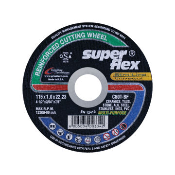 Picture of CUTTING DISC FLAT UNIVERSAL SLIMLINE MULTI-PURPOSE 115X1.0X22.23MM SUPERFLEX GRINDING TECHNIQUES