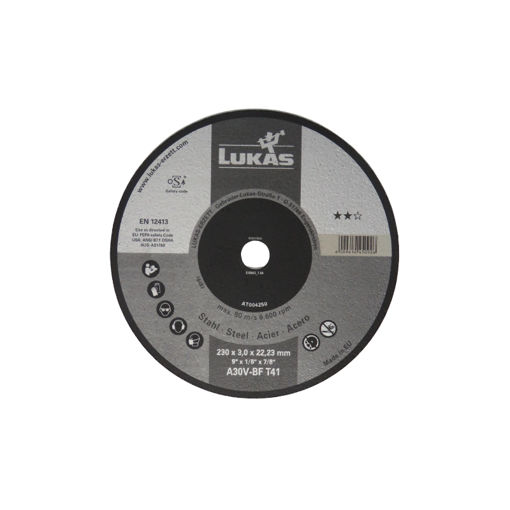 Picture of CUTTING DISC T41 (FLAT) A30V STEEL INDUSTRY GRADE 230X3MM LUKAS