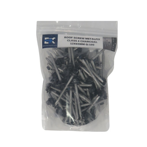 Picture of ROOF SCREW METAL CLASS 4 CHARCOAL 12X65MM Q:100