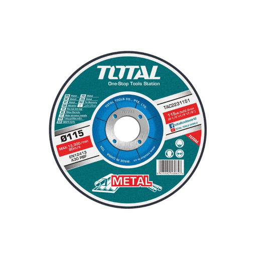 Picture of GRINDING DISC DEPRESSSD CENTRE 115X6.0X22.2MM TOTAL TOOLS