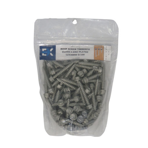 Picture of ROOF SCREW TIMBERFIX CLASS 4 ZINC PLATED 12X38MM Q:100