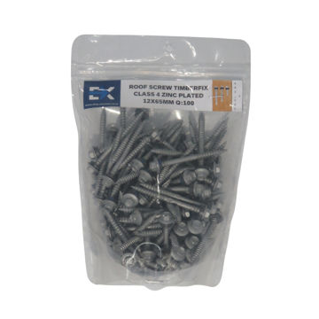 Picture of ROOF SCREW TIMBERFIX CLASS 4 ZINC PLATED 12X65MM Q:100