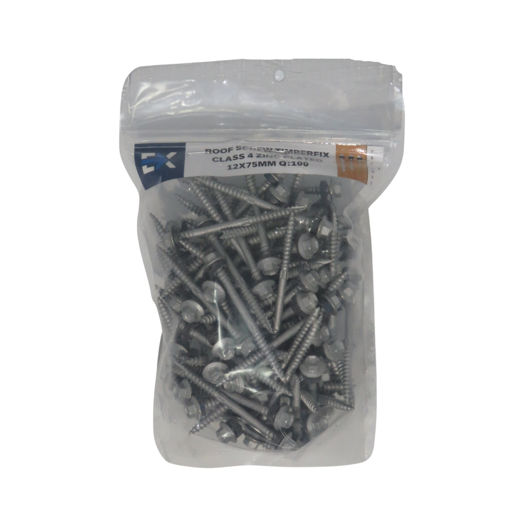 Picture of ROOF SCREW TIMBERFIX CLASS 4 ZINC PLATED 12X75MM Q:100