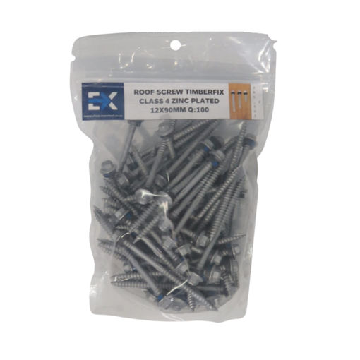 Picture of ROOF SCREW TIMBERFIX CLASS 4 ZINC PLATED 12X90MM Q:100