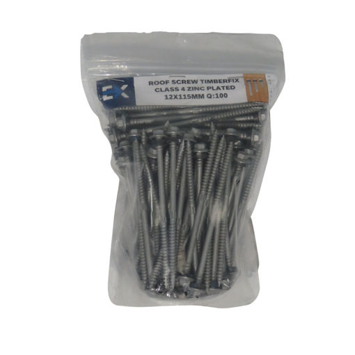 Picture of ROOF SCREW TIMBERFIX CLASS 4 ZINC PLATED 12X115MM Q:100