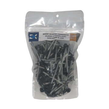 Picture of ROOF SCREW TIMBERFIX CLASS 4 CHARCOAL 12X75MM Q:100