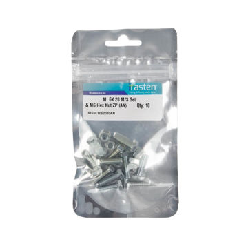 Picture of BOLT 20MM & NUT 6MM MILD STEEL ZINC PLATED Q:10 IFASTEN