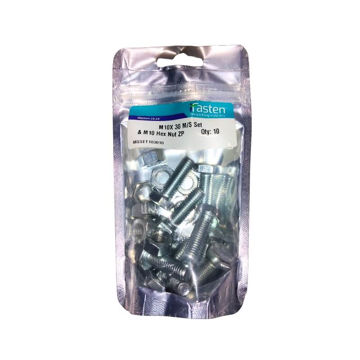 Picture of SET SCREW & NUT ZINC PLATED 10X30MM Q:10 IFASTEN