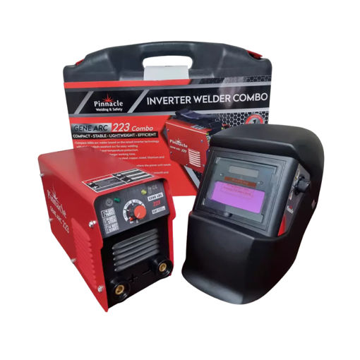 Picture of WELDING INVERTER GENE ARC 223 COMBO INCLUDING WELDING MACHINE 200AMP, AUTO WELDING HELMET & CARRY CASE PINNACLE