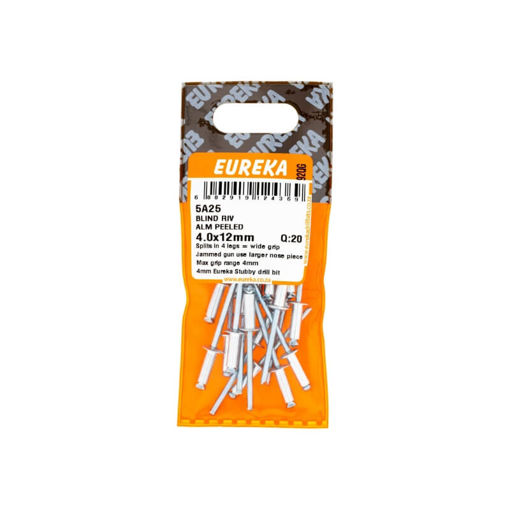 Picture of RIVET BLIND ALUMINIUM PEELED 4.0X12MM Q:20 EUREKA