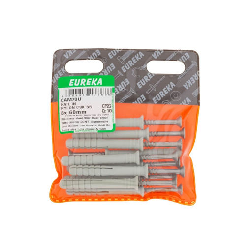 Picture of NAIL IN NYLON COUNTERSUNK STAINLESS STEEL 8X60MM Q:10 EUREKA