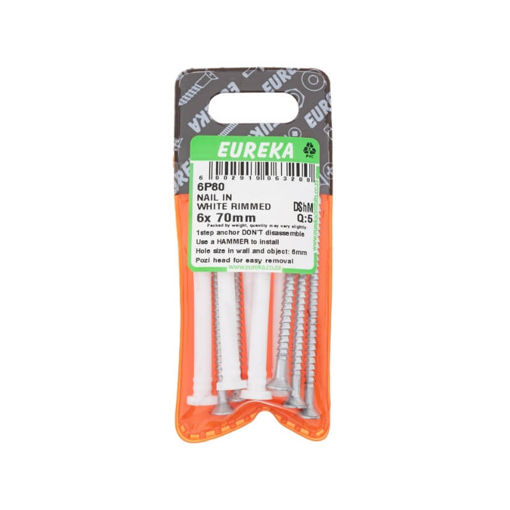 Picture of NAIL IN WHITE RIMMED 6X70MM Q:5 EUREKA