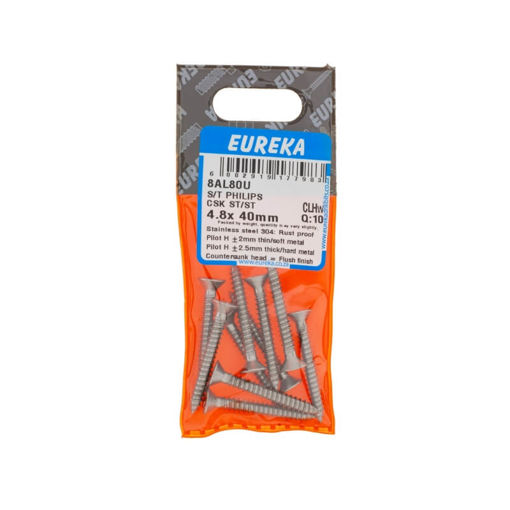 Picture of PHILIPS SCREW COUNTERSUNK STAINLESS STEEL 4.8X40MM Q:10 EUREKA