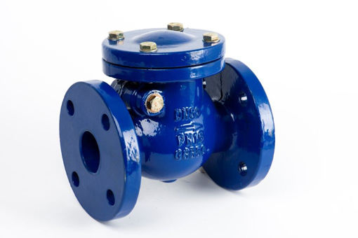 Picture of Non-return Valve,Natco,Standard industrial,DN80mm,
flanged BS4504 undrilled,swing type metal trim,PN10 rated,
cast iron body