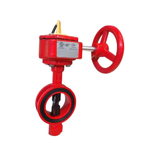 Picture of Butterfly Valve, UL listed, FM approved, PN10/16 DN250mm
Wafer End, Body material: Ductile iron,Disc-Ductile iron with EPDM
Encapsulated, Signal Gearbox Operated.

